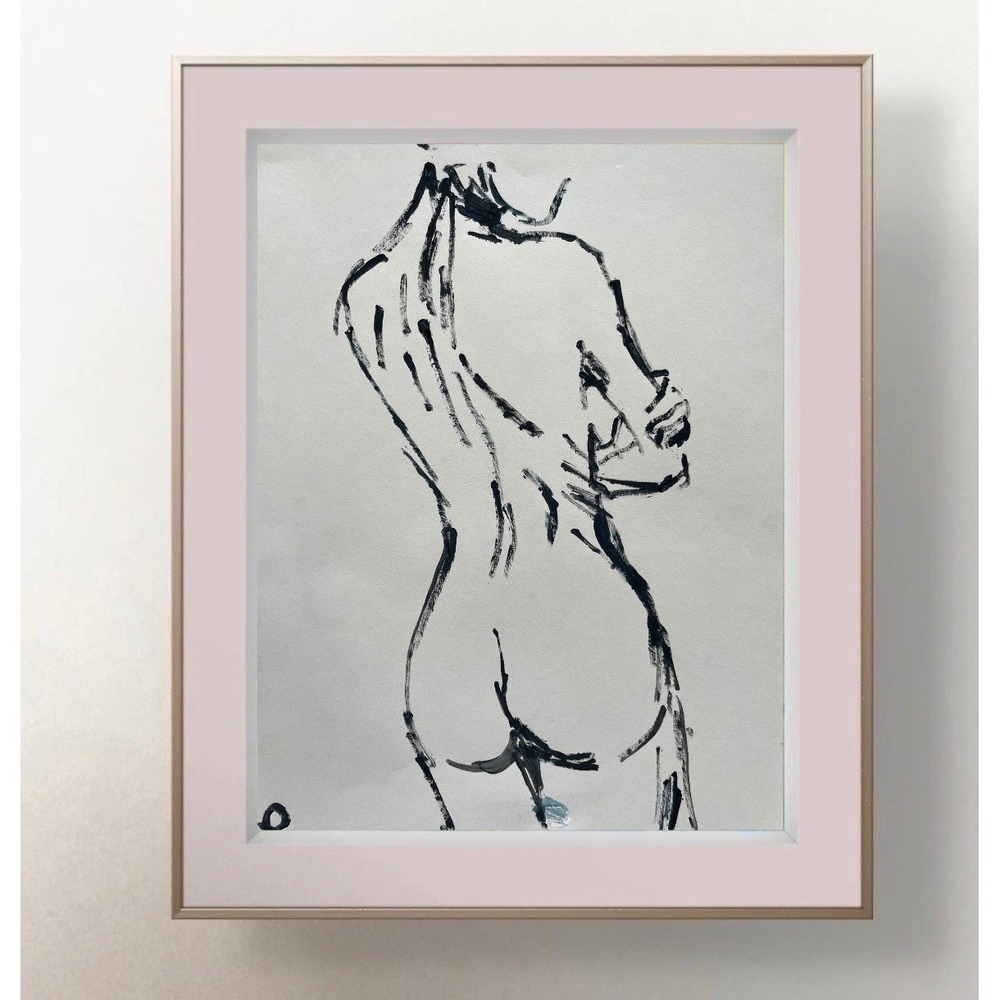Oman Abstract Figurative Nude Sketch Painting Fine Art Neo Expressionism 8.5x11
